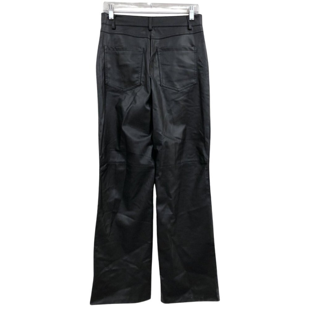 ZARA Black Faux Leather Straight Leg Trousers Womens Size Medium - Picture 3 of 7